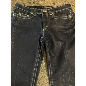 Roberto Cavalli Womens Dark Wash/shimmer/gold Stitch Straight Leg Jean Size 40